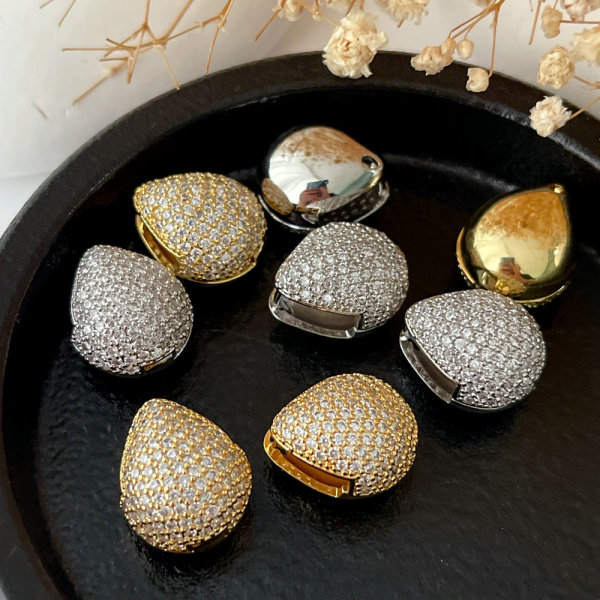 Pave zircon egg earrings