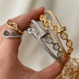 Chunky nail set bangle with ring