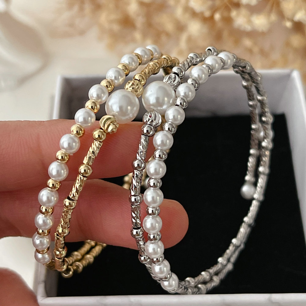 Pave pearl bangle