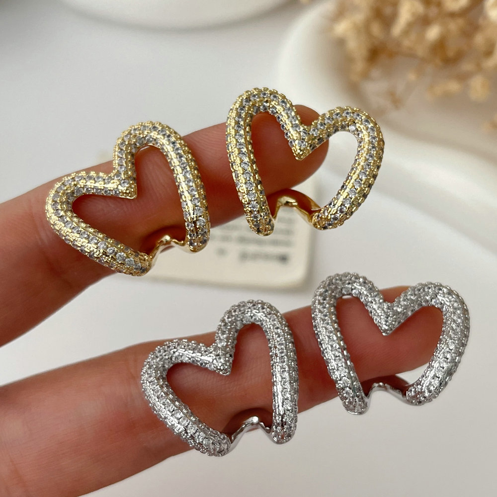 Pave heart earrings
