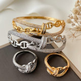 Chunky nail set bangle with ring
