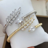 Pave leaf bangle