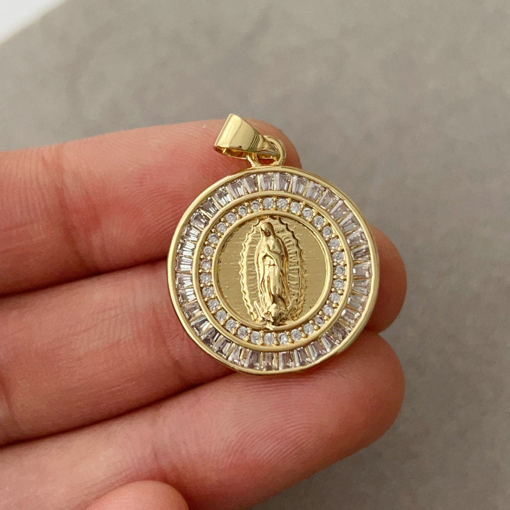 Religion round charm