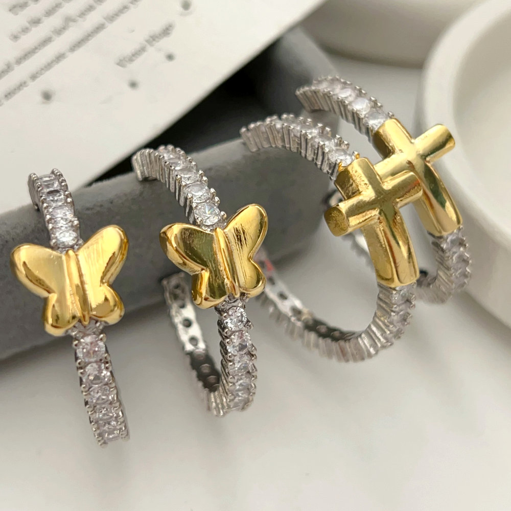 Pave butterfly hoop