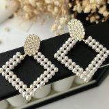 Square pearl earrings