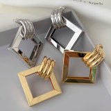 Metal square earrings