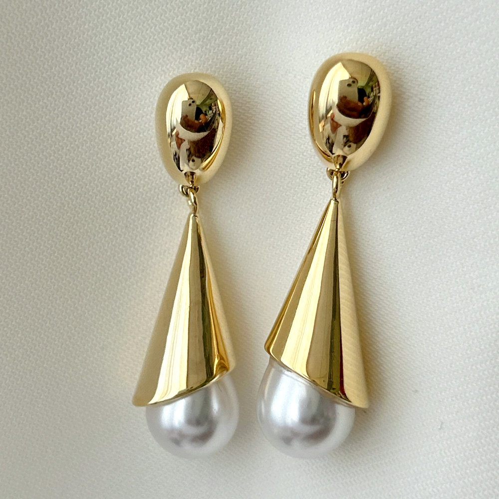 Long glass pearl earrings