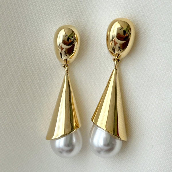 Long glass pearl earrings