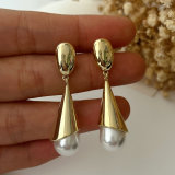 Long glass pearl earrings