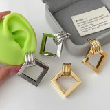 Metal square earrings