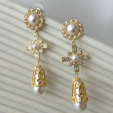 Pearl cross earrings