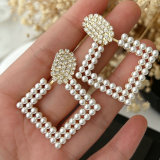 Square pearl earrings