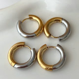 Silver and gold mixed color hoop