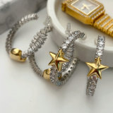 Pave heart star hoop