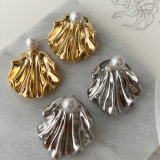 Metal leaf earrings