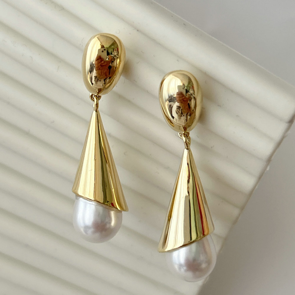 Long glass pearl earrings