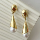 Long glass pearl earrings