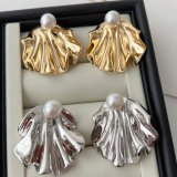 Metal leaf earrings