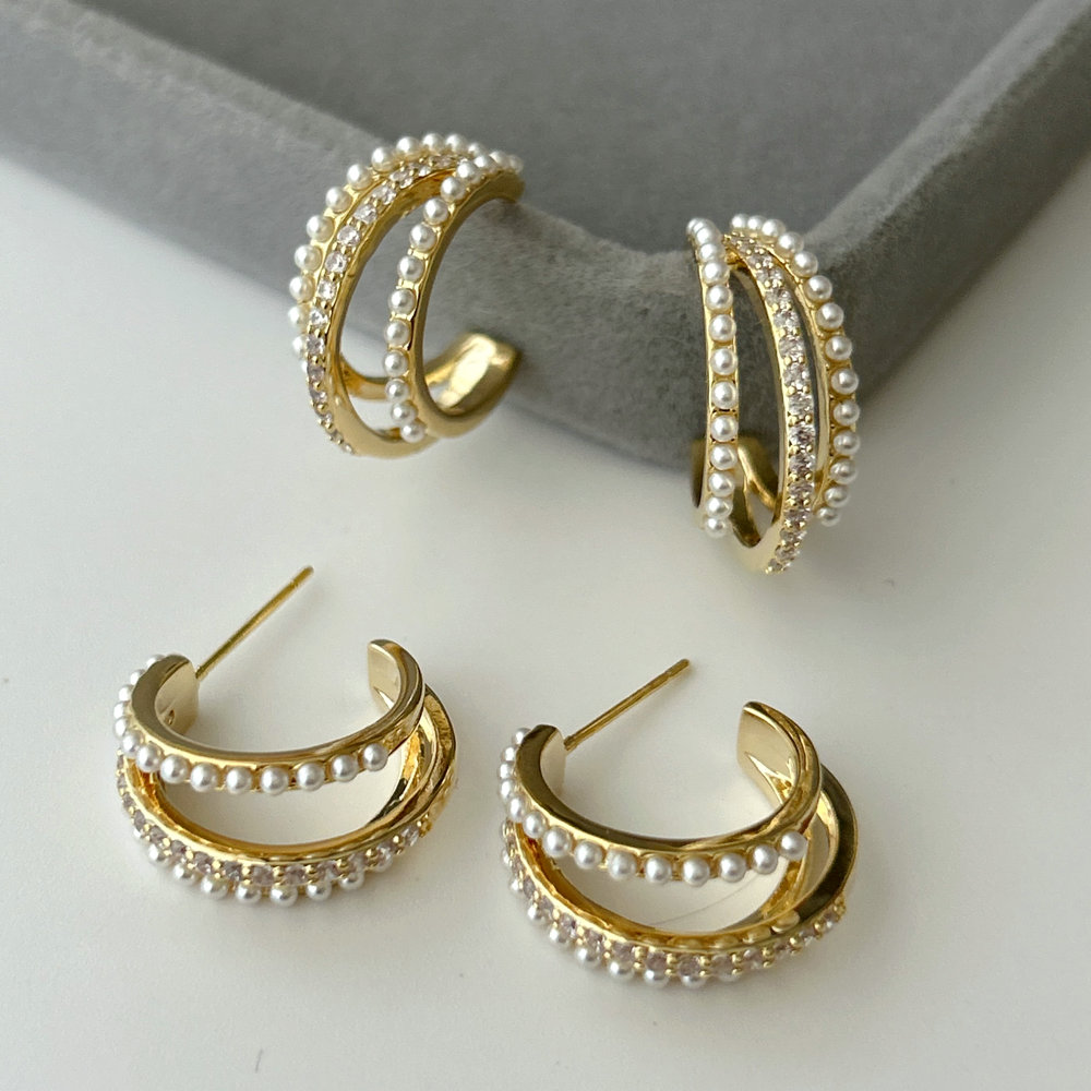 Pearl fan earrings