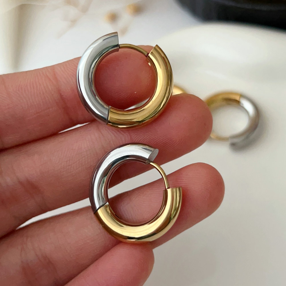 Silver and gold mixed color hoop
