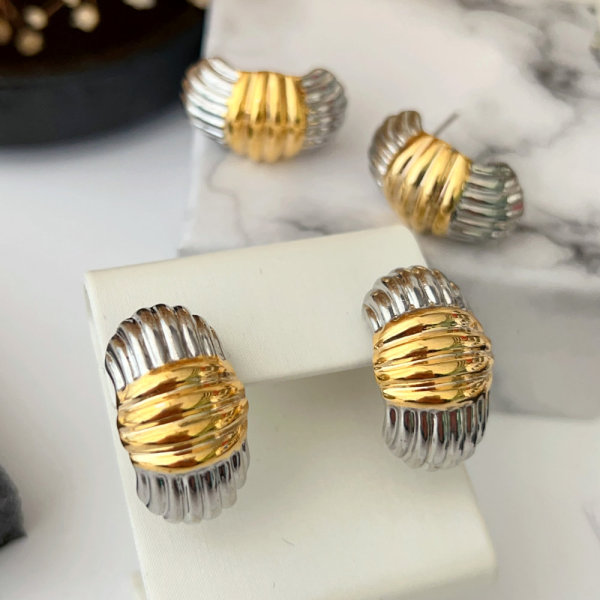Silver and gold mix hoop