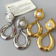 Metal pearl leaf earrings