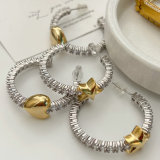Pave heart star hoop