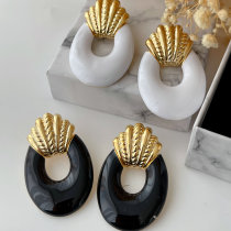 Enamel oval earrings