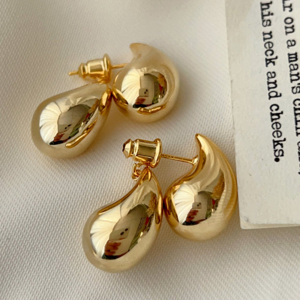 Water drop metal earrings
