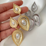 Pearl leaf earrings