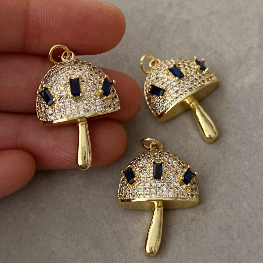Pave zircon mushroom pendant