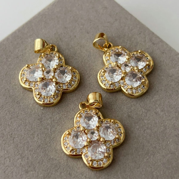 Pave clover charm
