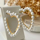 Heart glass pearl earrings