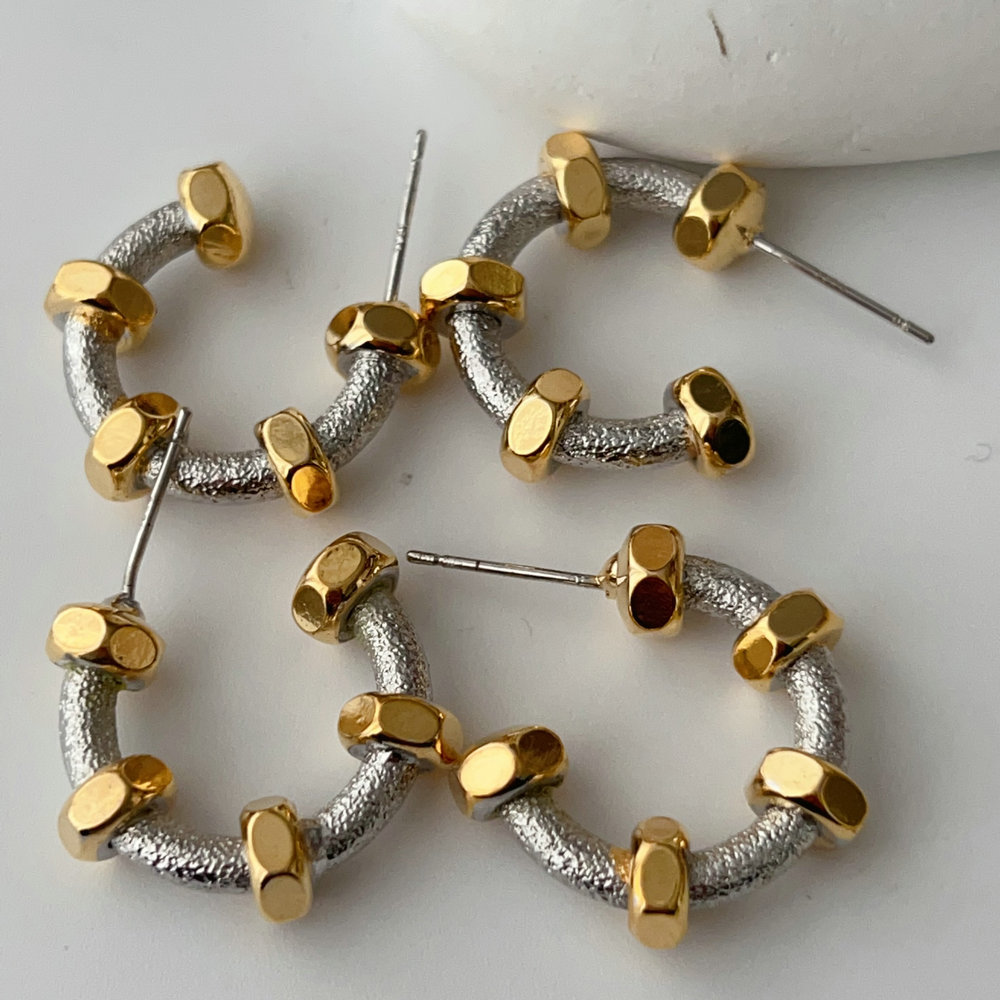 Two color rivet earrings