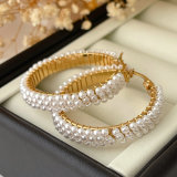 Round glass pearl handmade earrings