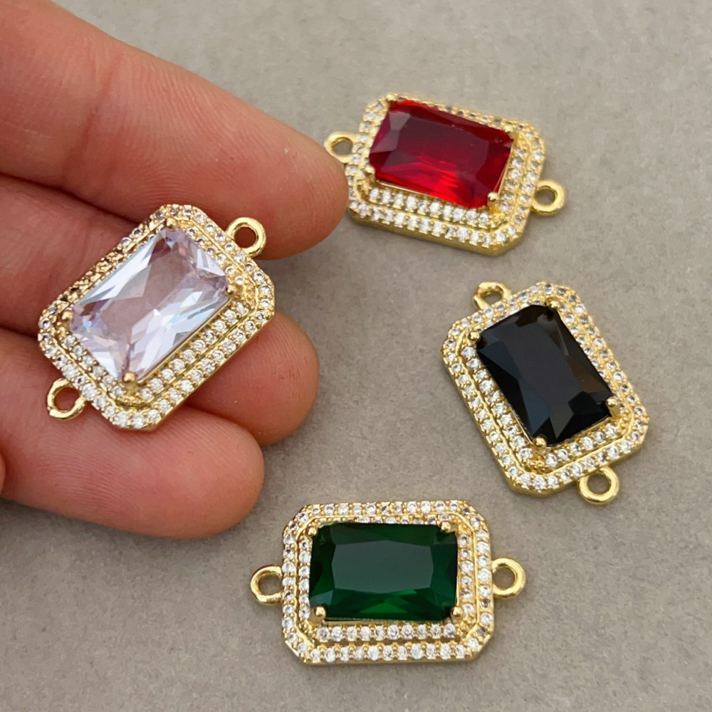 Pave square charm