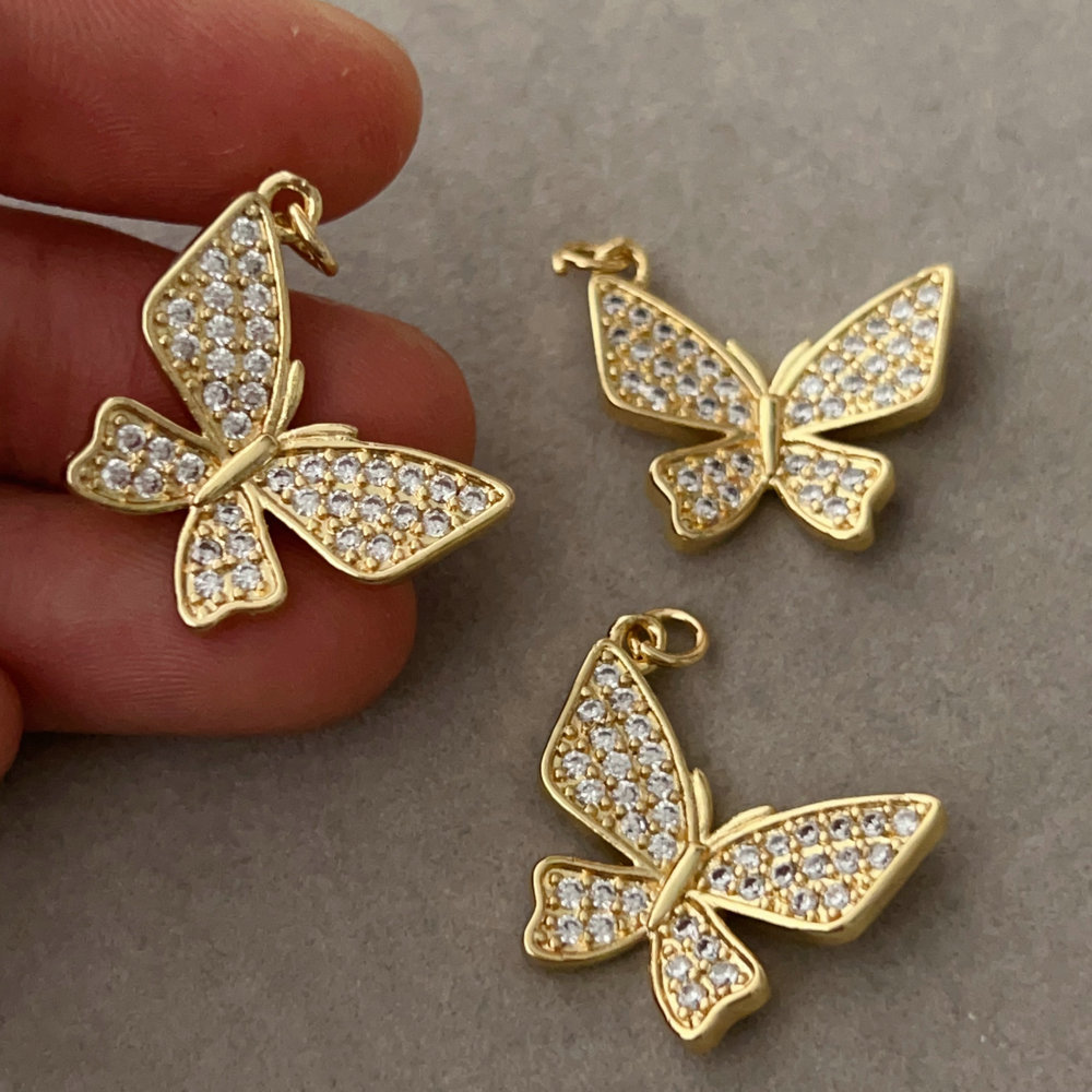 Pave butterfly charm