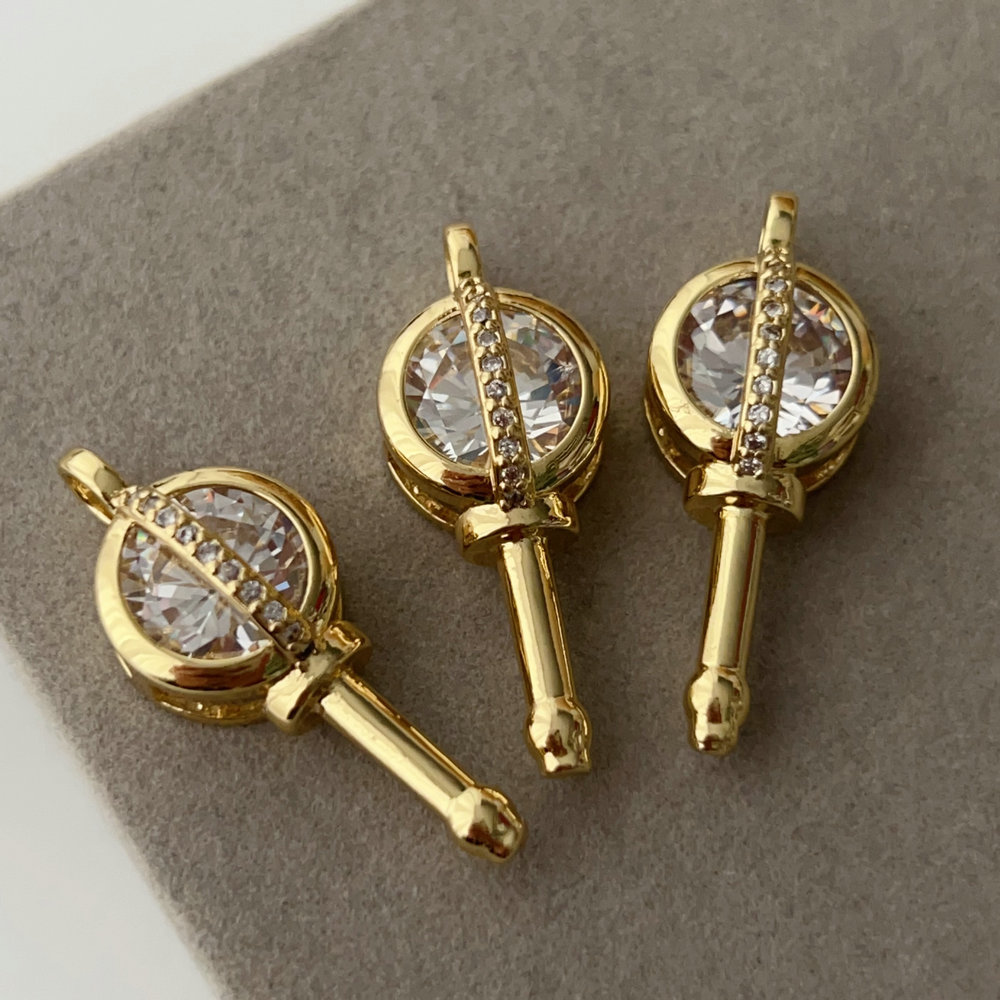 Pave key charm