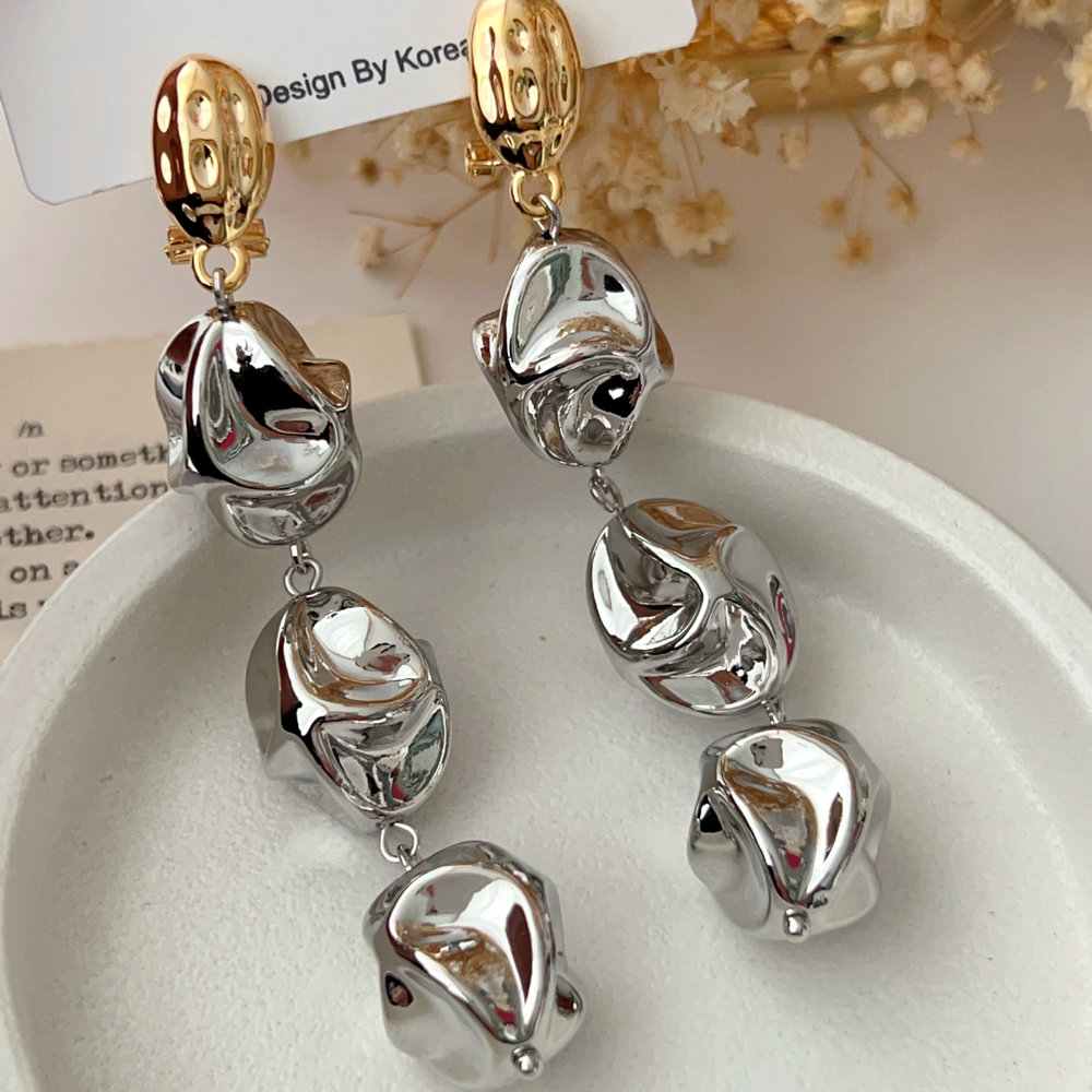 Silver ball charm earrings