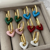 Enamel heart earrings
