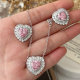Pave zircon pink heart set jewelry