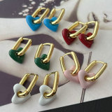 Enamel heart earrings