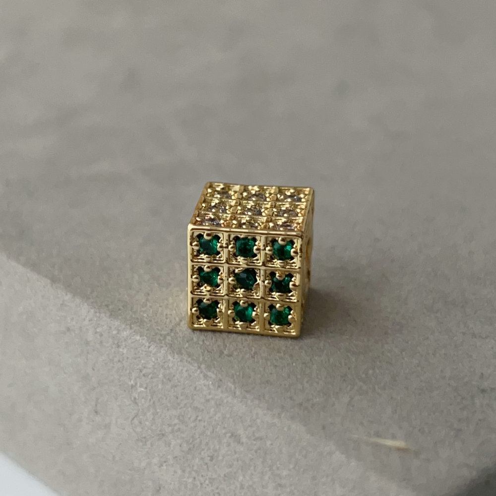 Pave square charm