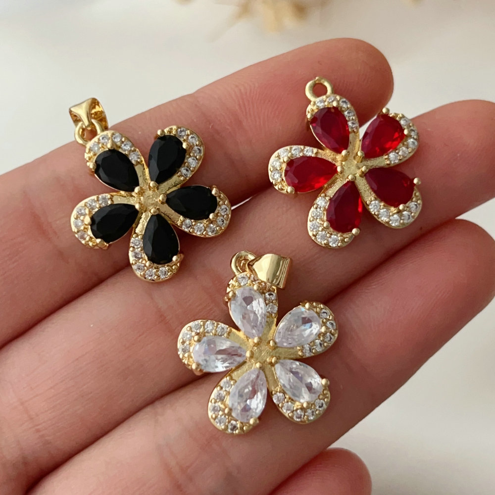 Pave zircon flower charm