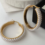 Round glass pearl handmade earrings