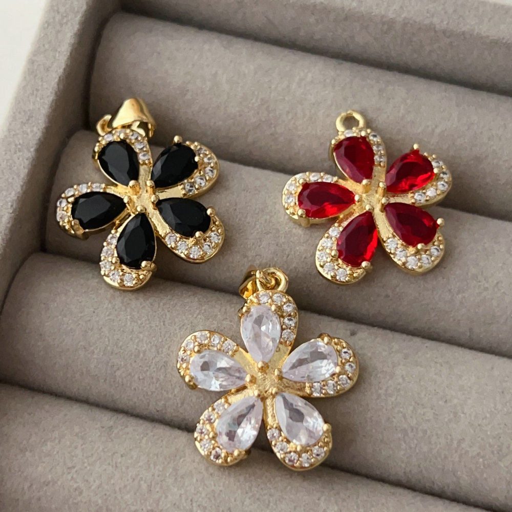 Pave zircon flower charm
