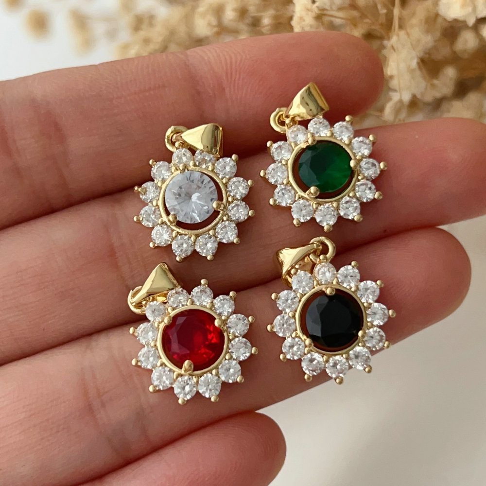 Pave sunflower charm