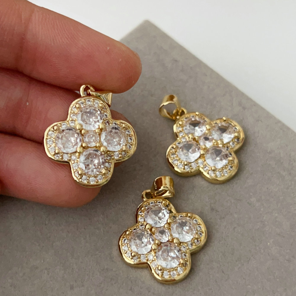 Pave clover charm