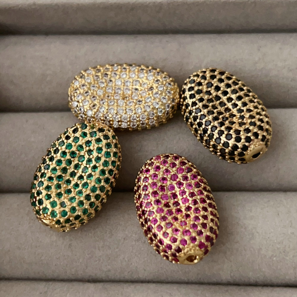 Pave bead charm