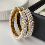 Round glass pearl handmade earrings